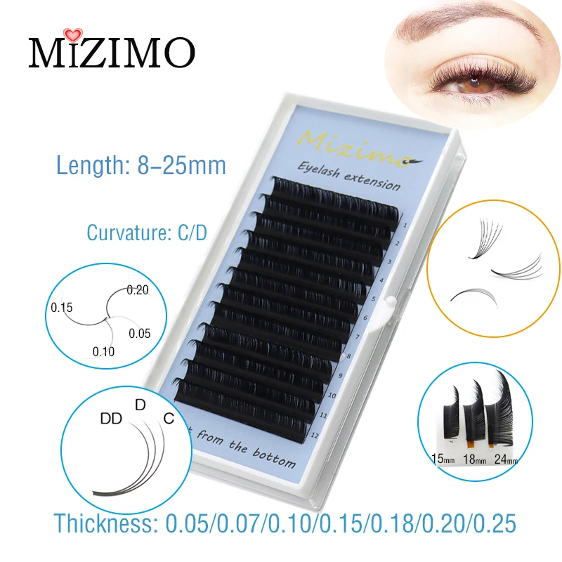 Black Grafting Eyelash Soft Beauty Salon Special Artificial Mink Eair Eyelash Extension Tool 8-25mm,0.05/0.07/0.10/0.15/0.20