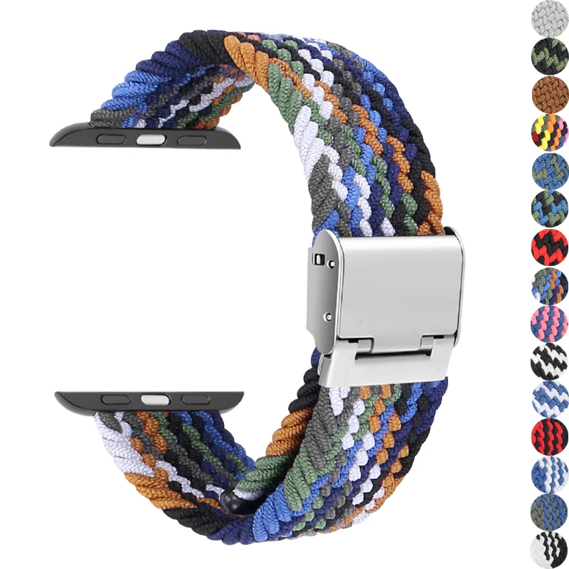 Braided nylon strap for apple watch SE 6 5 4 3 2 iwatch band 44mm 40mm 42mm 38mm Adjustable bracelet replacement wristblet