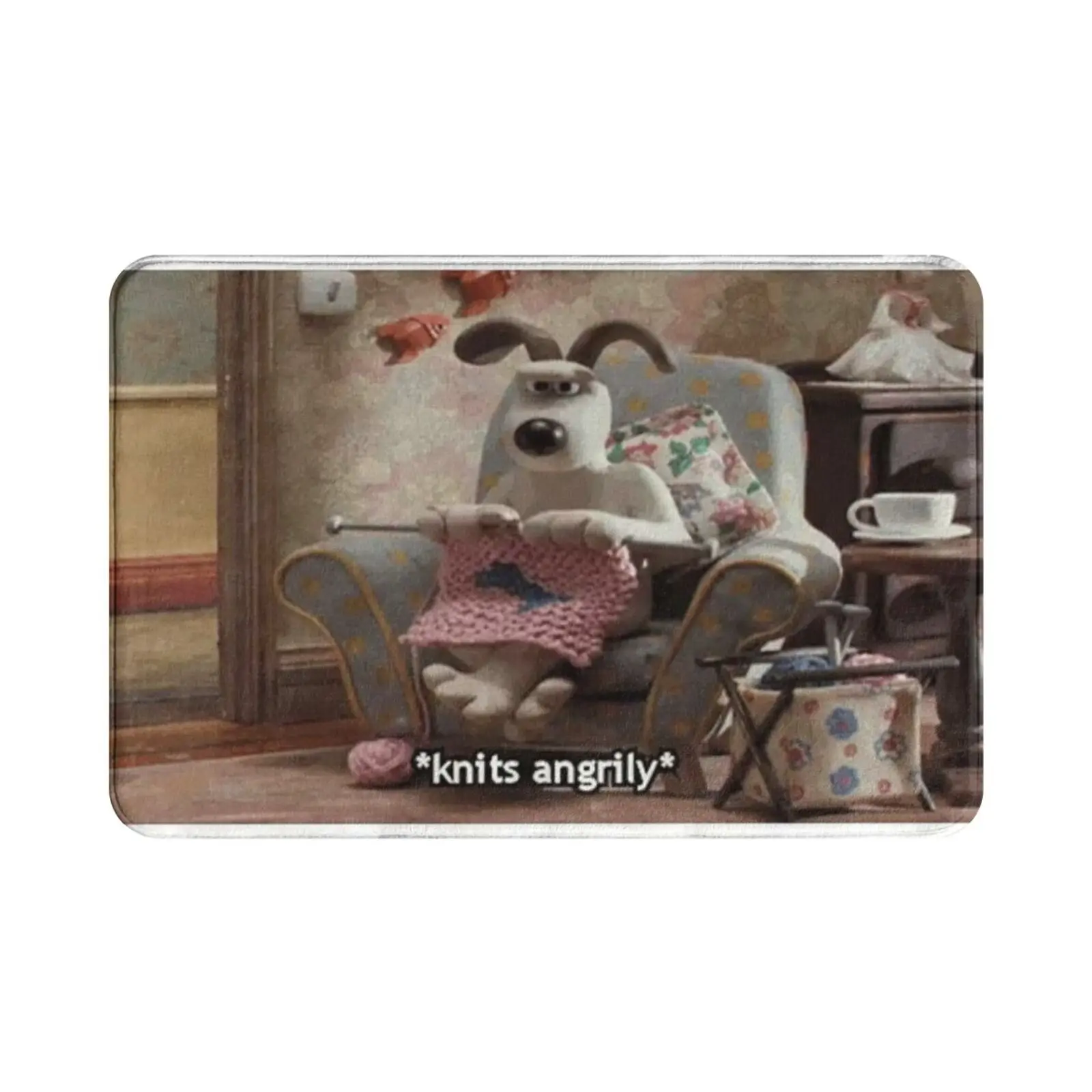 , Gromit Knitting Angrily Carpet Mat Rug Cushion Soft Gromit Knit Old Lady Meme Gif Cool New Egdy Meme Fresh Edgy Pearcey