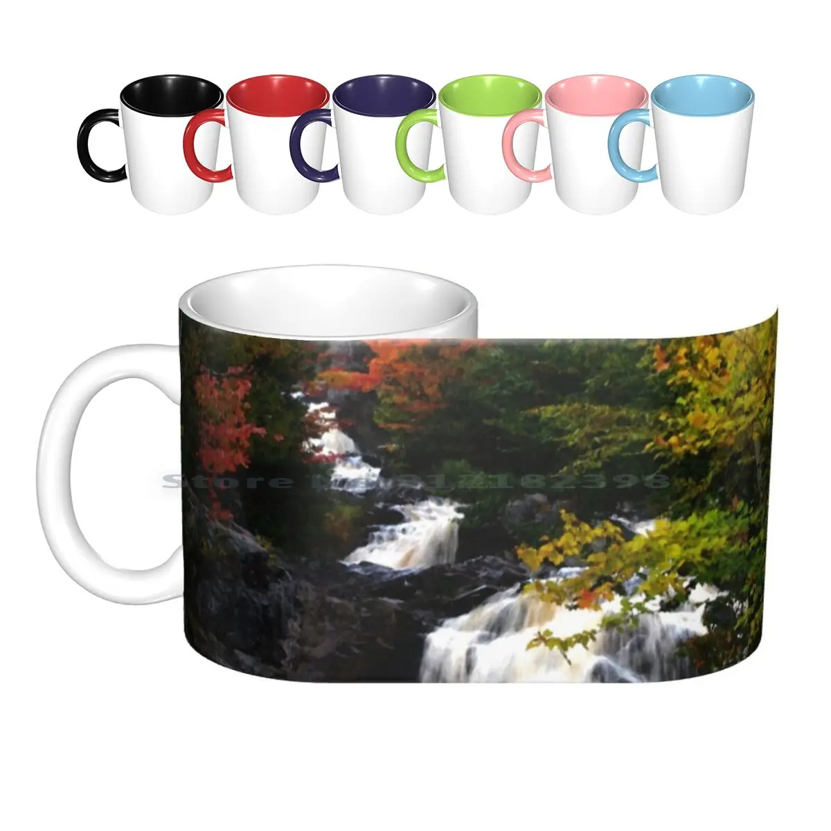 Duchesnay Falls Ceramic Mugs Coffee Cups Milk Tea Mug Autumn Fall Colours Northern Ontario Water Waterfalls Landscape