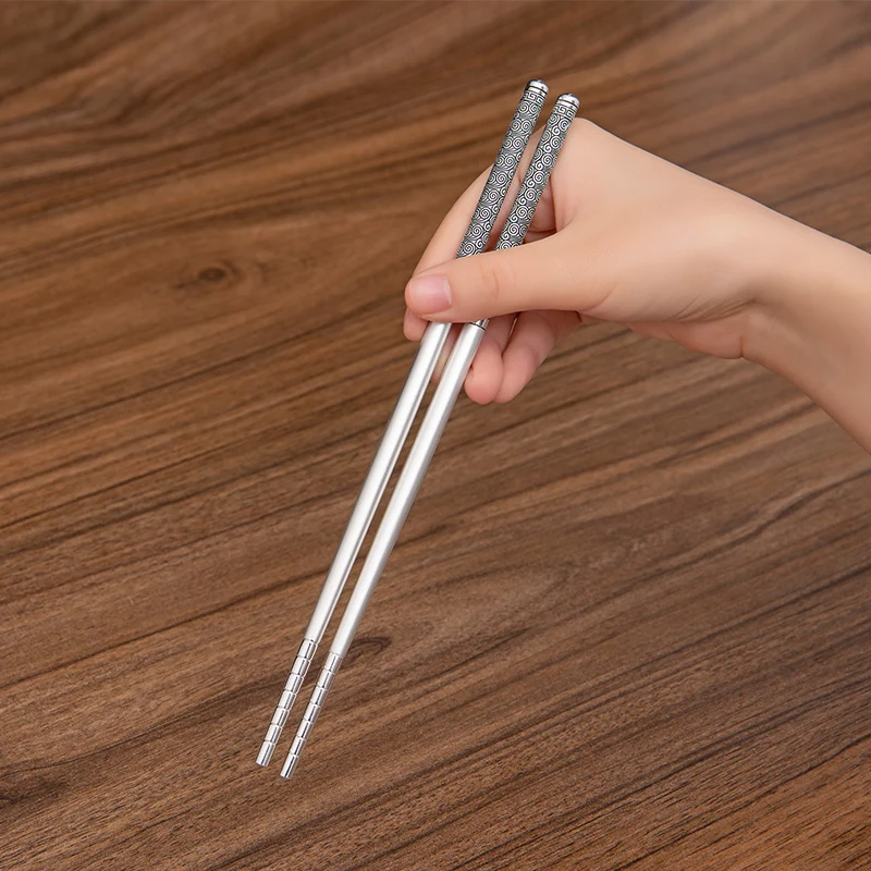 Sterling silver 999 solid auspicious wishful chopsticks spoon Chinese high-grade non-slip anti-mold practical tableware