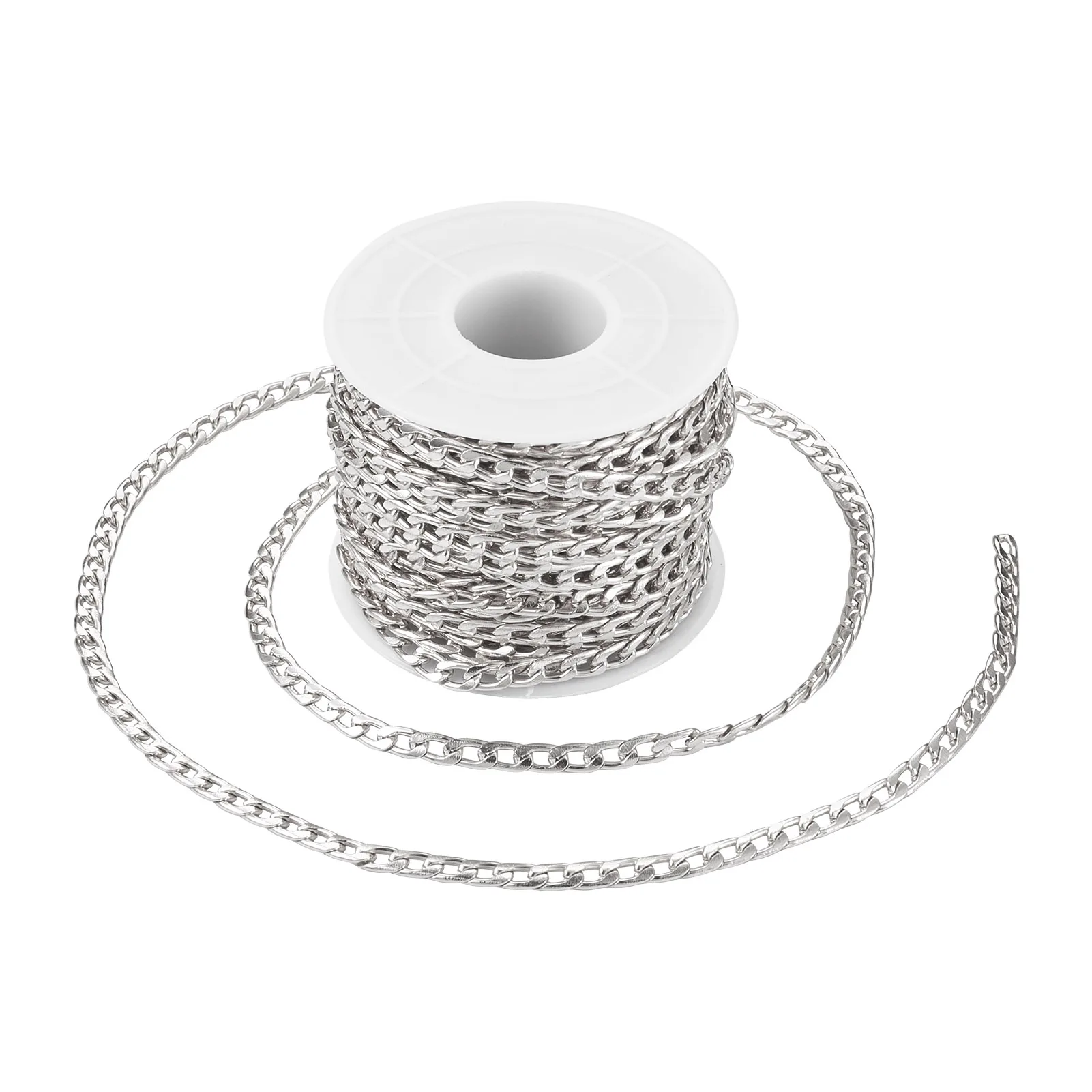 

10m/roll Aluminium Curb Chain Links Trendy Necklace Bracelet Rings for Stylish Girls Women DIY Jewelry Making Accessories 4x1mm