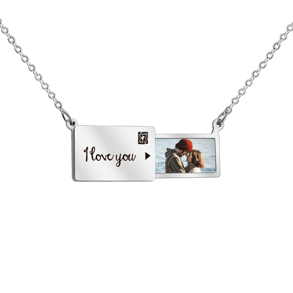 MaiLun Benutzerdefinierte Foto Nachricht Umschlag Halskette Edelstahl Umschlag Anhänger Halskette Schmuck Geschenk für Freundin – Detail 9