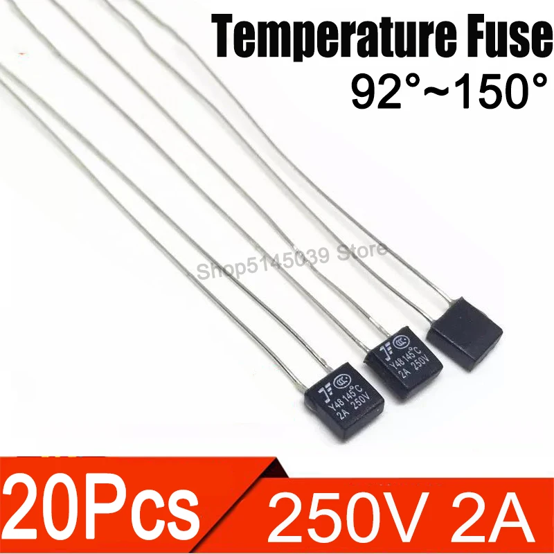 20Pcs/lot Black Square Fan Motor 250V 2A Thermal fuse 92C 95C 105C 110C 115C 120C 125C 130C 135C 140 145 150 degree Thermal fuse