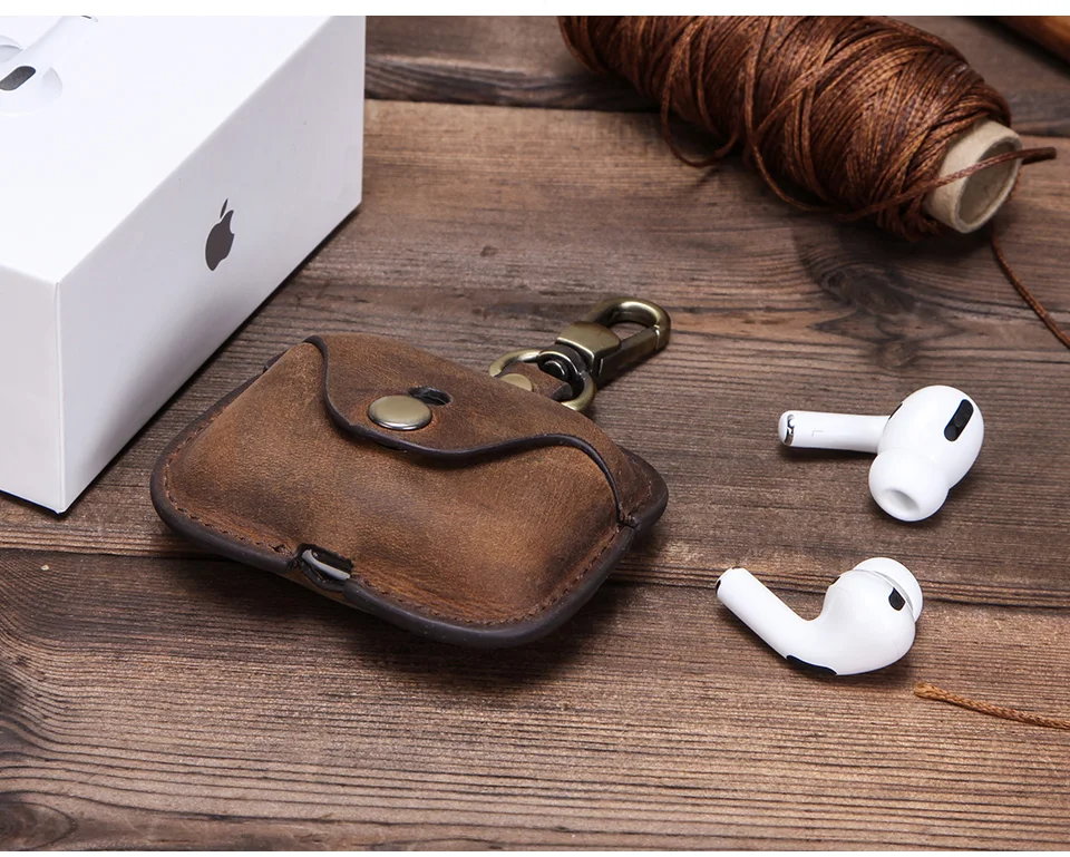Retro-Echtlederhülle für AirPods Pro Hülle Funda Airpod Pro Ohio Bluetooth Wireless Kopfhörer Ladebox Luxus – Detail 10