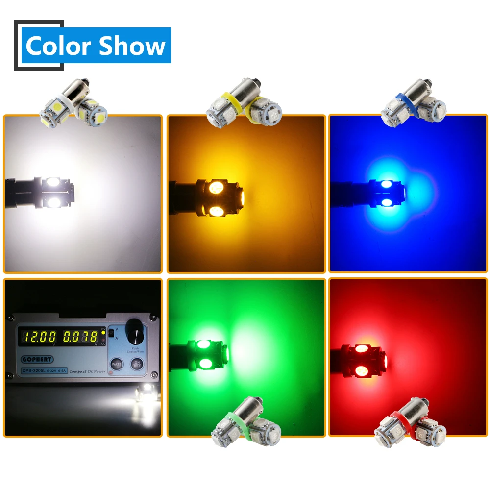 10 шт. DC 12 В 24 В T11 T4W BA9S W6W 5050 5 SMD светодиодная лампа для автомобиля, грузовика, чтения карт, индикатор приборной панели, внешний парковочный габаритный сигнальный светильник