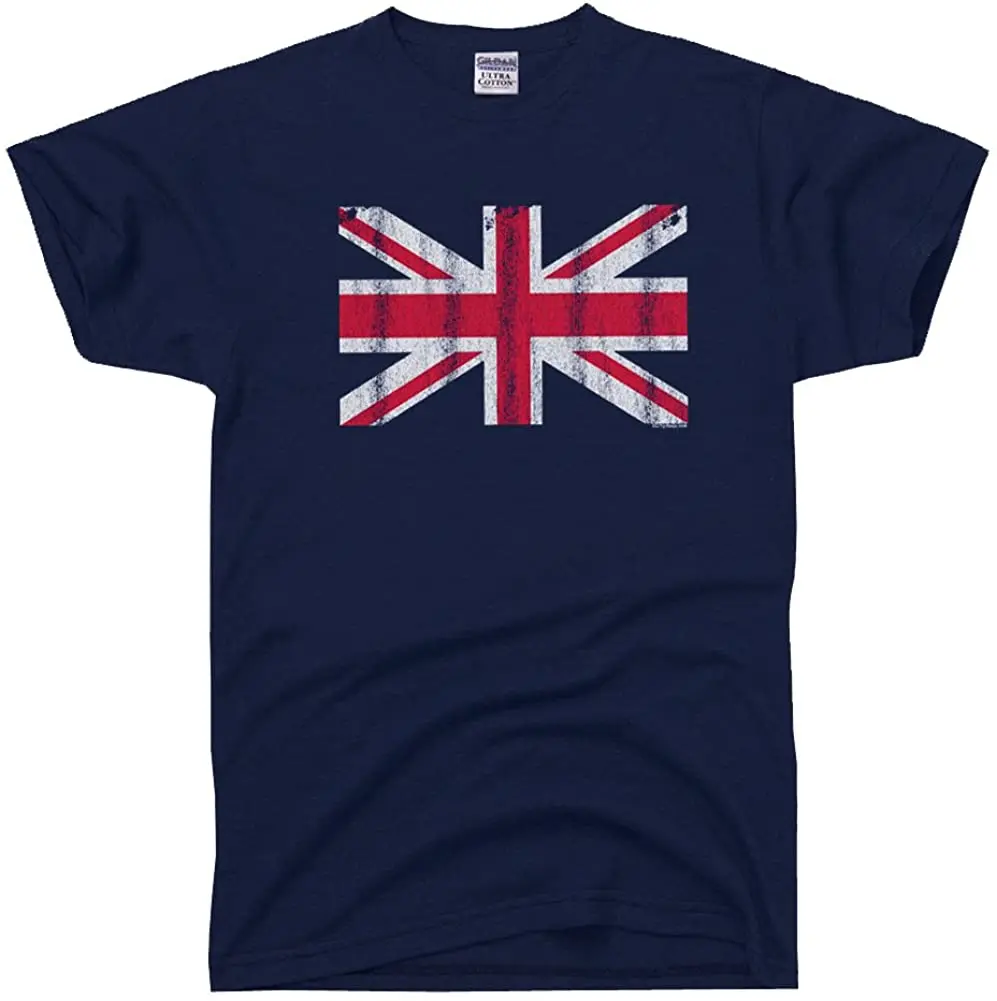 100% Cotton T-shirts Men\'s Basic Tops & Tees Great Britain Flag England British Union Jack T-Shirt New