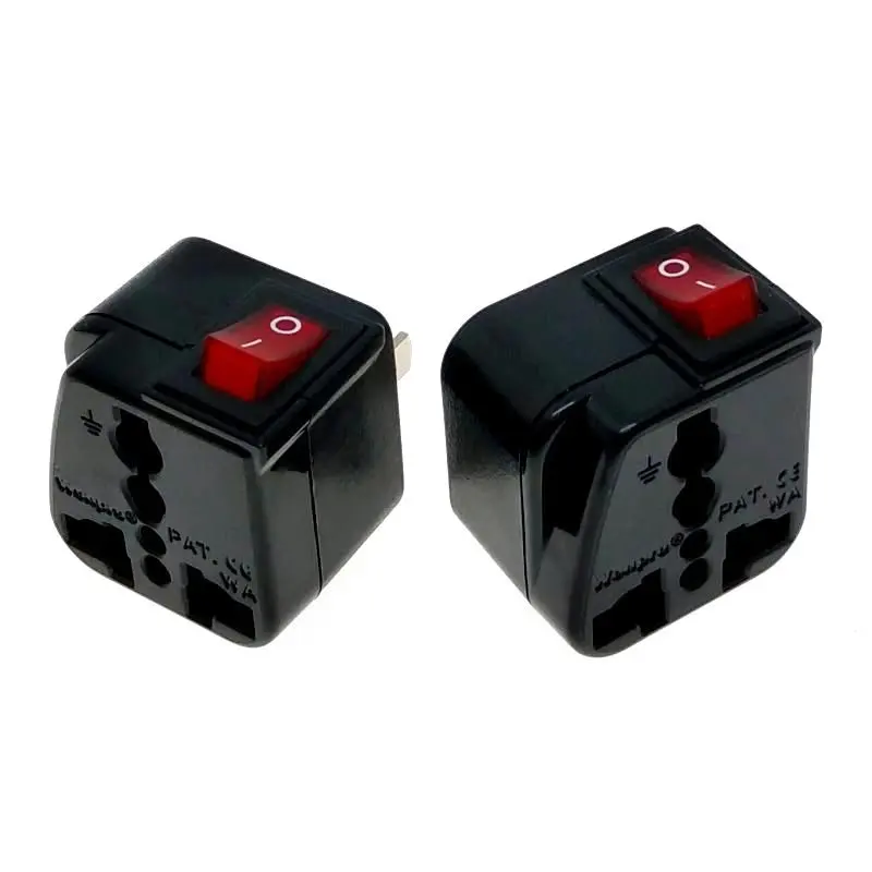 USA Canada Thailand 2-Pin Electrical Plug Adapter AC100~250V 10A With On/Off Main LED Switch