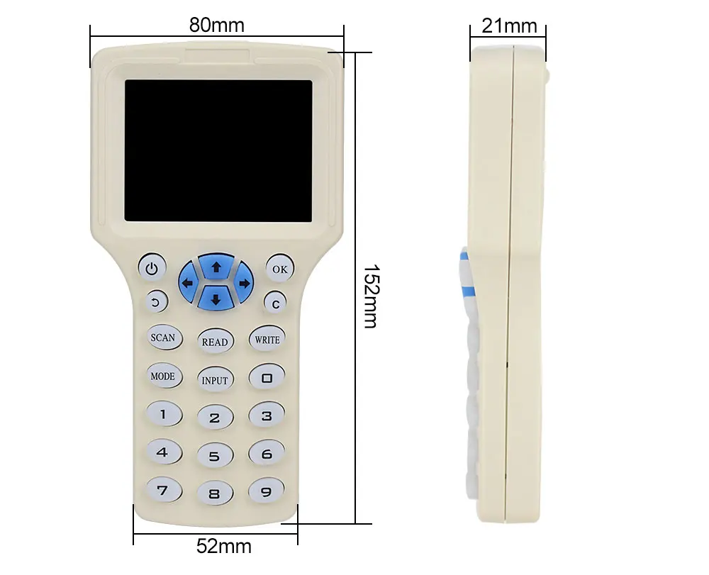 English10 Frequency RFID Reader Writer Copier 13.56Mhz Tag Duplicator IC/ID with USB Cable for 125Khz Cards LCD Screen