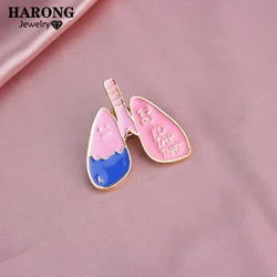 New Lovely Pink Enamel Medical Lung Shape Brooch Pins Nurse Doctor Cartoon Badge Jewelry Anatomy Body Organ Pin for Friend Gift