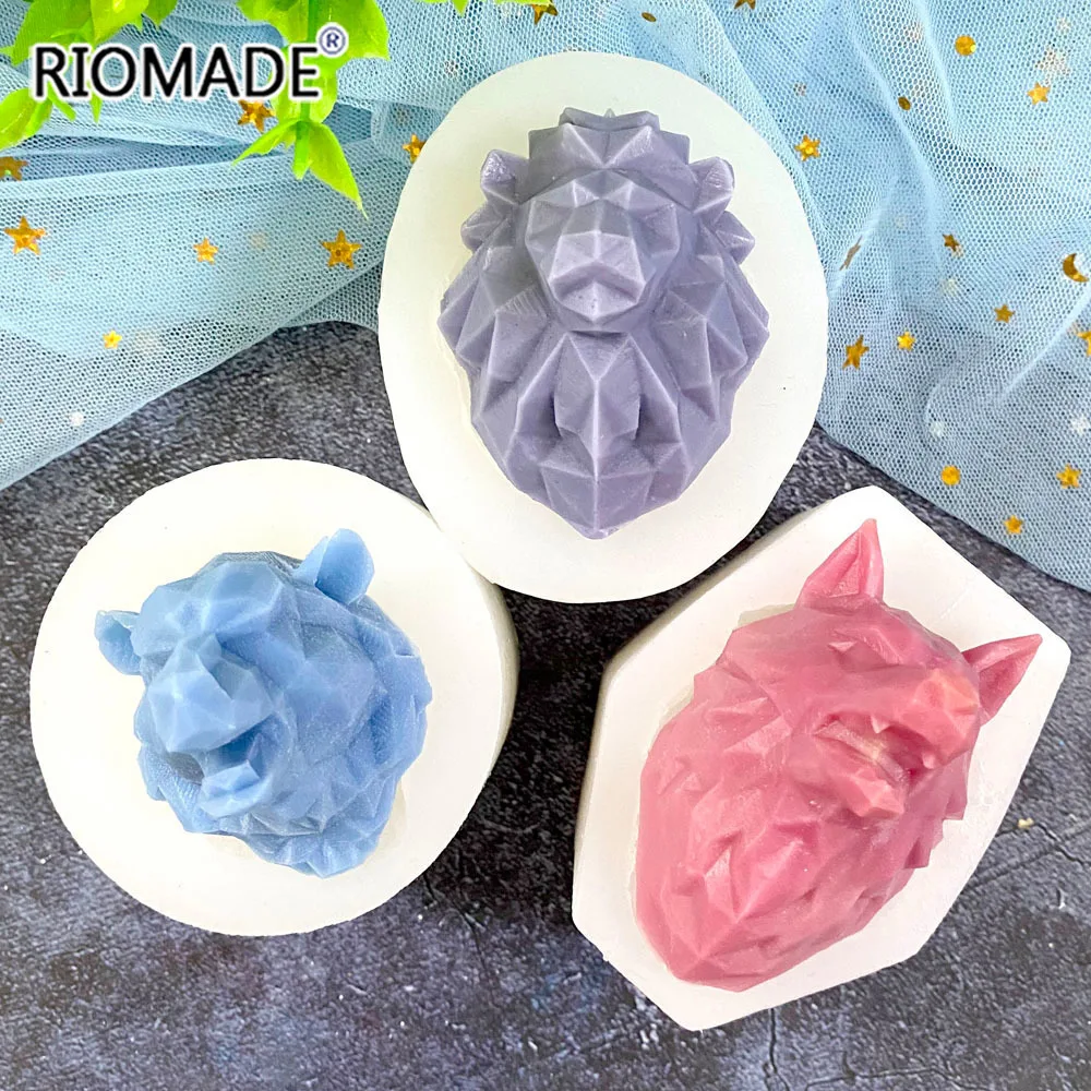 Geometric Shape Lion Elephant Tiger Hippo Orangutan Wolf Silicone Mold DIY Handmade Crafts Candle Gypsum Epoxy Resin Mould