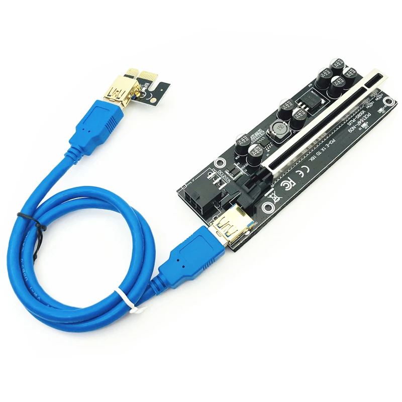 PCI-E Pcie Riser 009S PLUS Profesional Express 1X 4x 8x 16x Extender PCI E USB Riser 009 GPU 6Pin การ์ด SATA 15pin สำหรับ BTC Miner