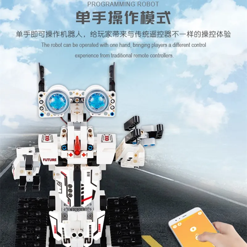 Remote Control APP Programming Robot 2.4G RC Movable Crawler Type Gravity Sensor Path Mode Assembled Building Block Robot Toy