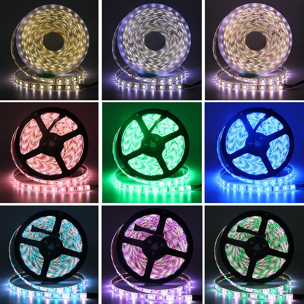 DC12V 5050 LED Streifen RGB RGBW RGBWW CCT 60LEDs/m 5M mit Mini RF LED Controller und netzteil LED Streifen Set