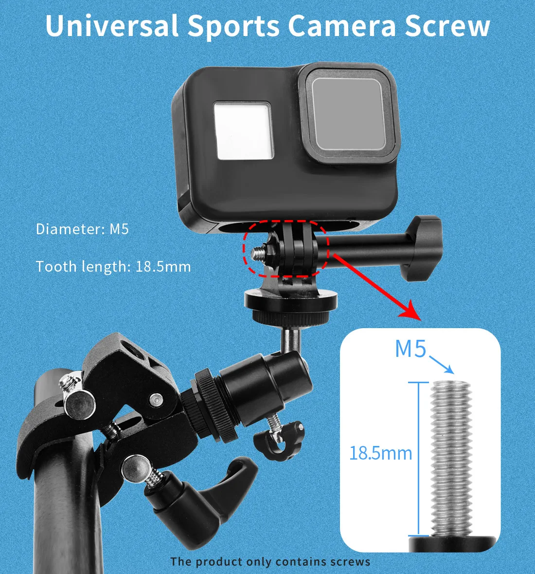 Edelstahl m5 Hand knopfs ch raube Schraube Metall t Kopf manuell festziehen Griff Daumens ch raube Mutter für Gopro 13 12 11 Dji Action Kamera – Detail 12