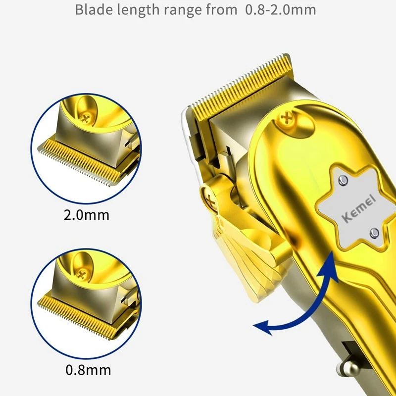 مجموعة أدوات Kemei Combo الأصلية ماكينة قص الشعر المعدنية الكاملة ماكينة قص اللحية الاحترافية للحلاقة القابلة لإعادة الشحن