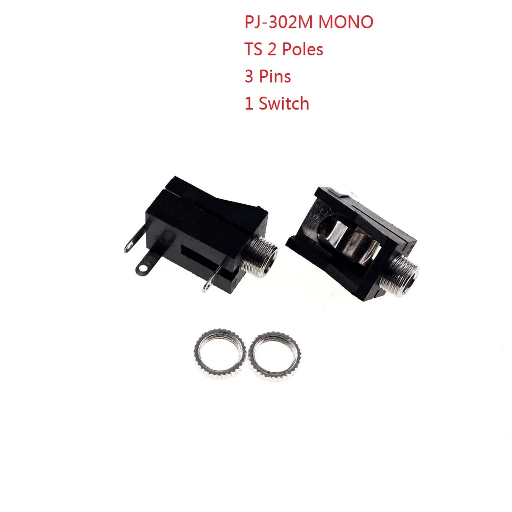 10pcs 3.5mm Audio Jack PCB Mount Screw Metal Nuts Mono Stereo Phone Plug 2 3 4 Pole Connector Through Hole Panel Thread