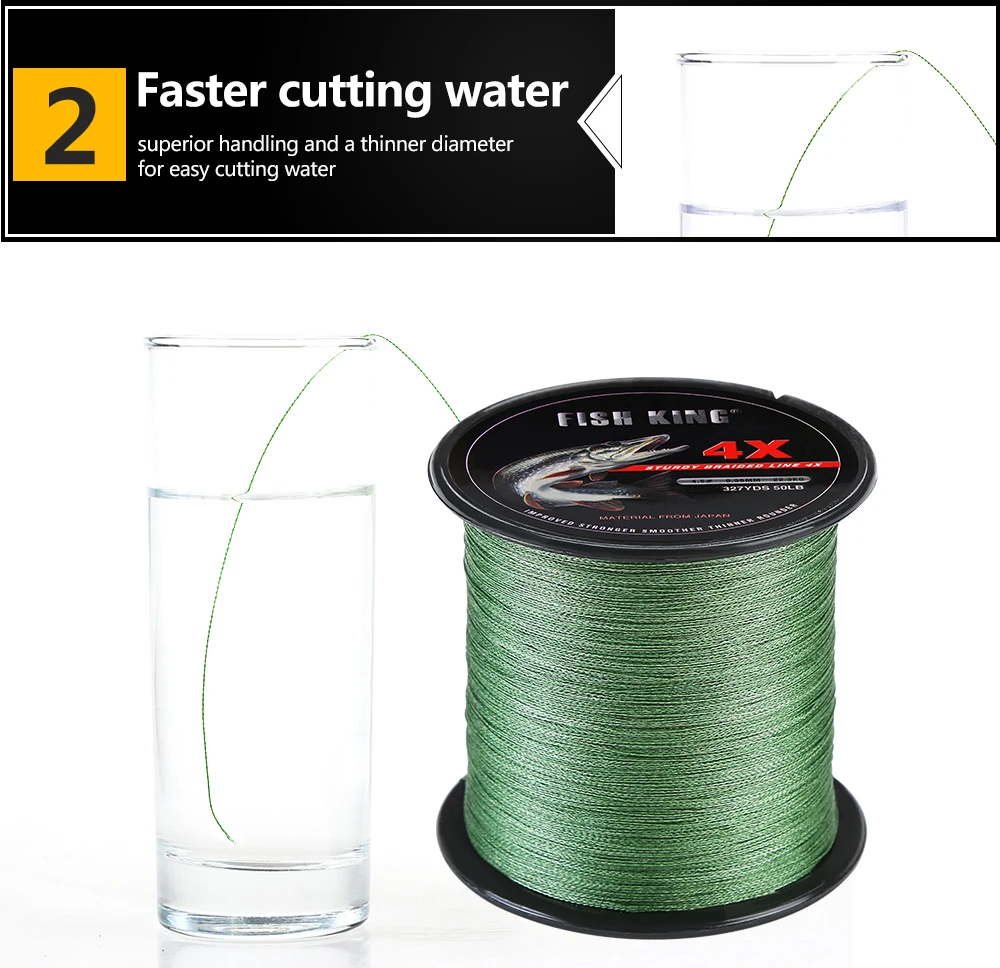 FISCH KÖNIG 300M/500M Geflochtene Draht PE Geflochtene Angelschnur 0.4 #-6.0 #0,10mm-0,40mm 8-60LB 4 Stränge PE Multifilament Angelschnur – Detail 4