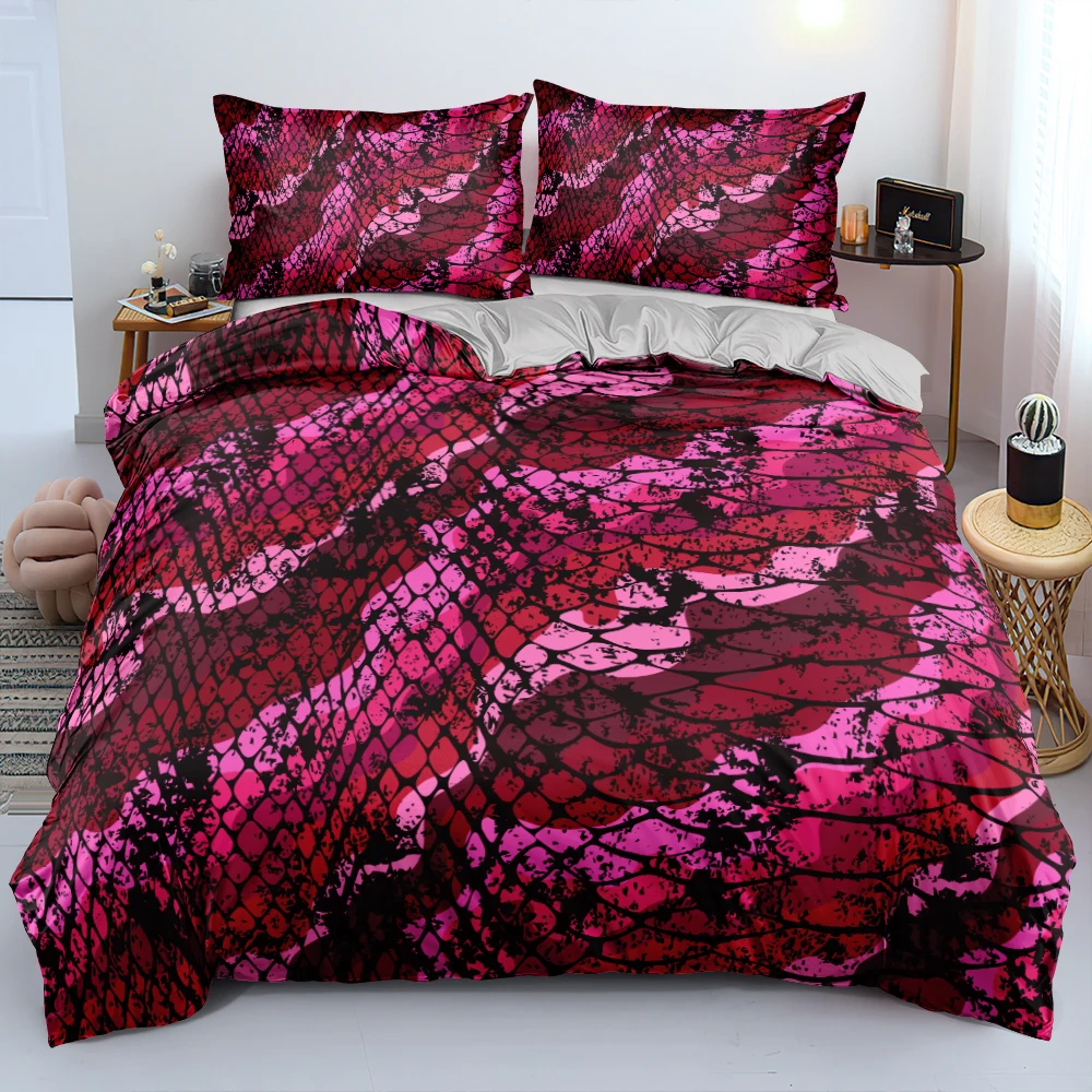 3D Purple Snakeskin Duvet Cover Set A/B Double-sided Comforter Cover Set Twin Queen King Size 220x240cm Soft Bed Linen for Gift