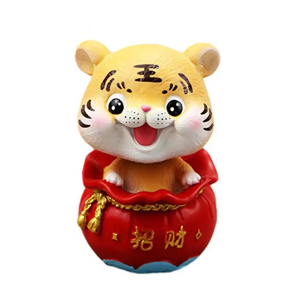 Eco-friendly Animal Figures Home Decoration Model Toy Tiger Ornament Zodiac Tiger Doll Figurine Model Toy