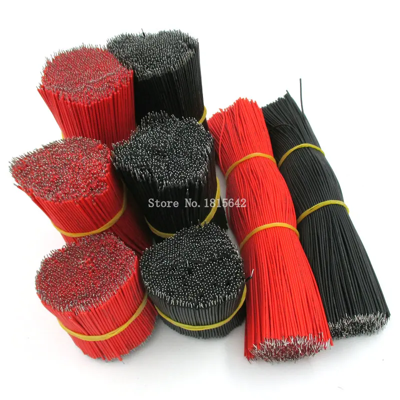 50PCS 1007-18AWG Tin-Plated Breadboard Jumper Cable Wire 5cm 50mm 18AWG Red Black Color Flexible Two Ends PVC Wire Electronic