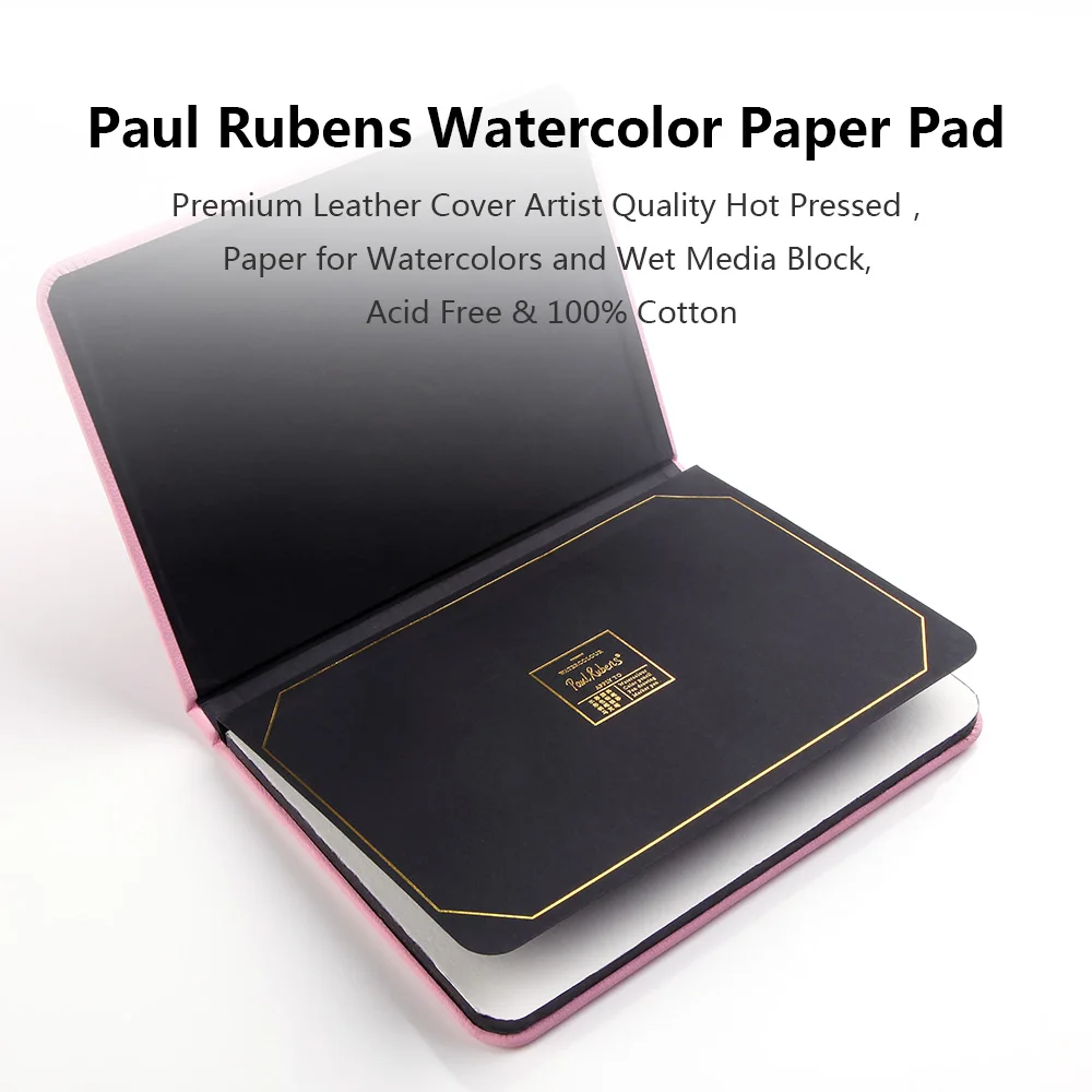 Paul Rubens 300g Watercolor Paper Block 20 Sheets 100% Cotton Leather Cover Watercolor Block for Ourdoor Painting 32K