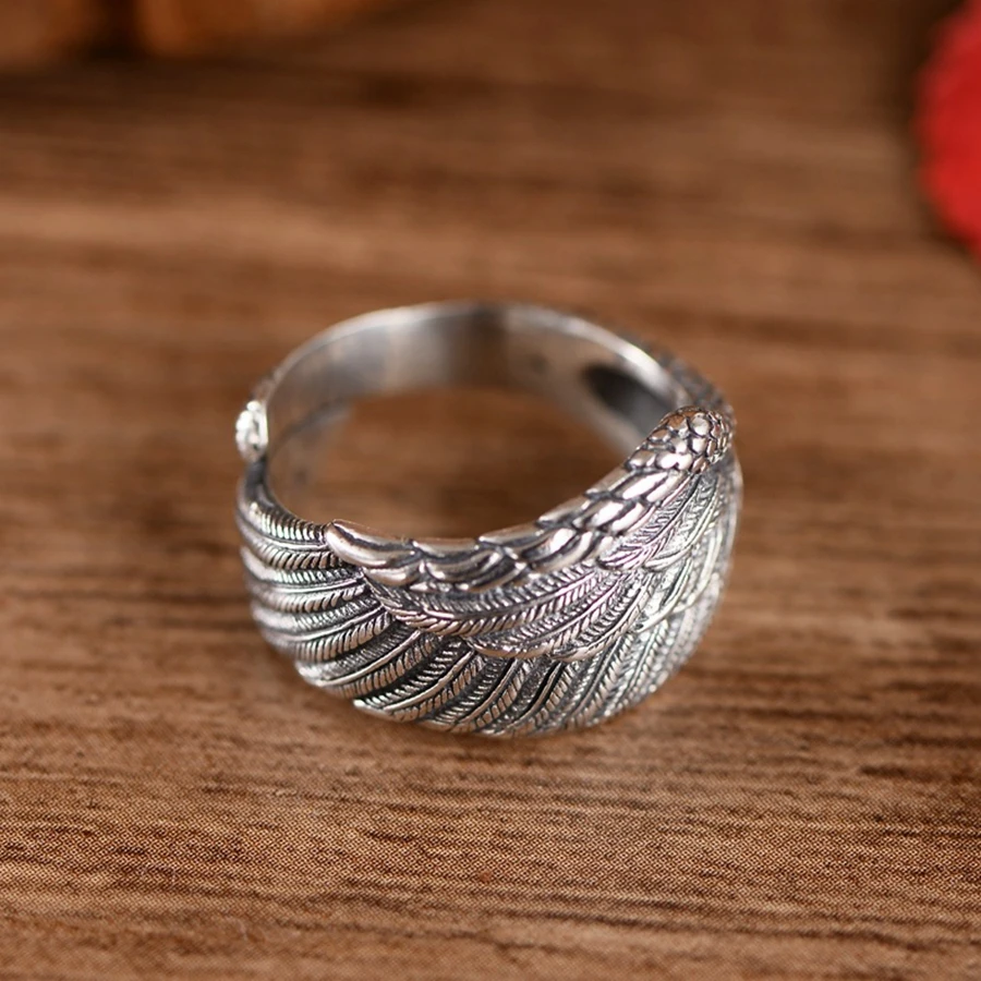 Black Silver Angel Wings Ring  Soul Jewelry Good Fine  Jewerly For Men  Women, Gift In 925 Sterling Silver,TS Style