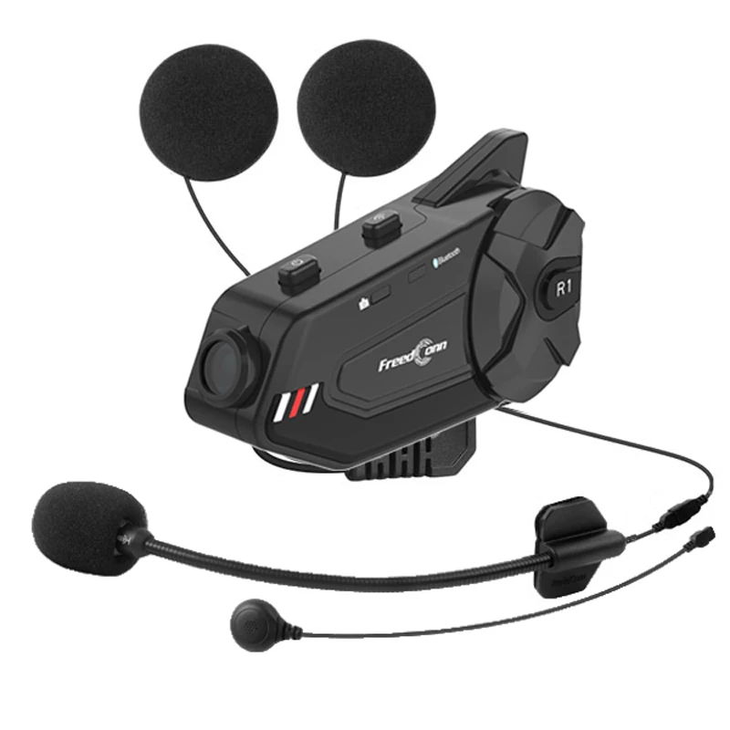 

FreedConn R1 Plus Motorcycle 1000M 6 Riders Bluetooth Group Intercom Helmet Headset Headphone WiFi Video Recorder Ear Interphone