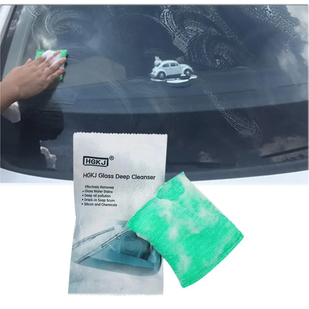 HGKJ Car Glass Deep Cleanser Car Glass Remove Oil Film Scratch Removing Cleaning Liquid Sponge Car Styling Accessories