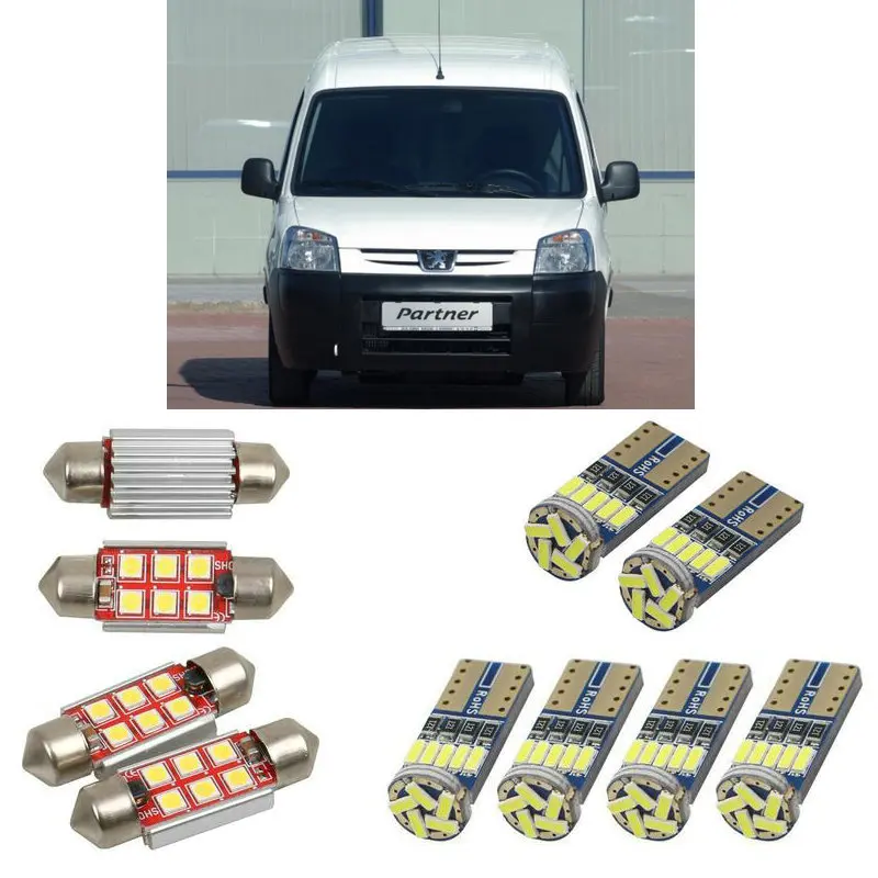 

Interior led Car lights For peugeot partner origin 5f car accessories boot light License Plate Light 6pc