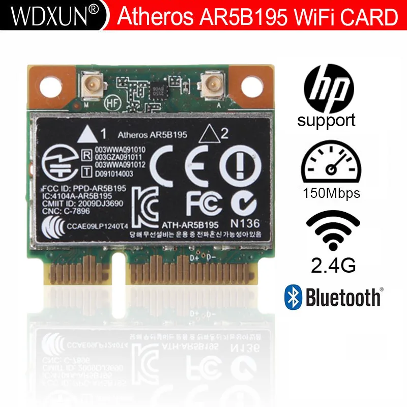 Wireless wifi N + Bluetooth BT 3.0 Half PCI-E Card Atheros AR5B195 for HP 592775-001