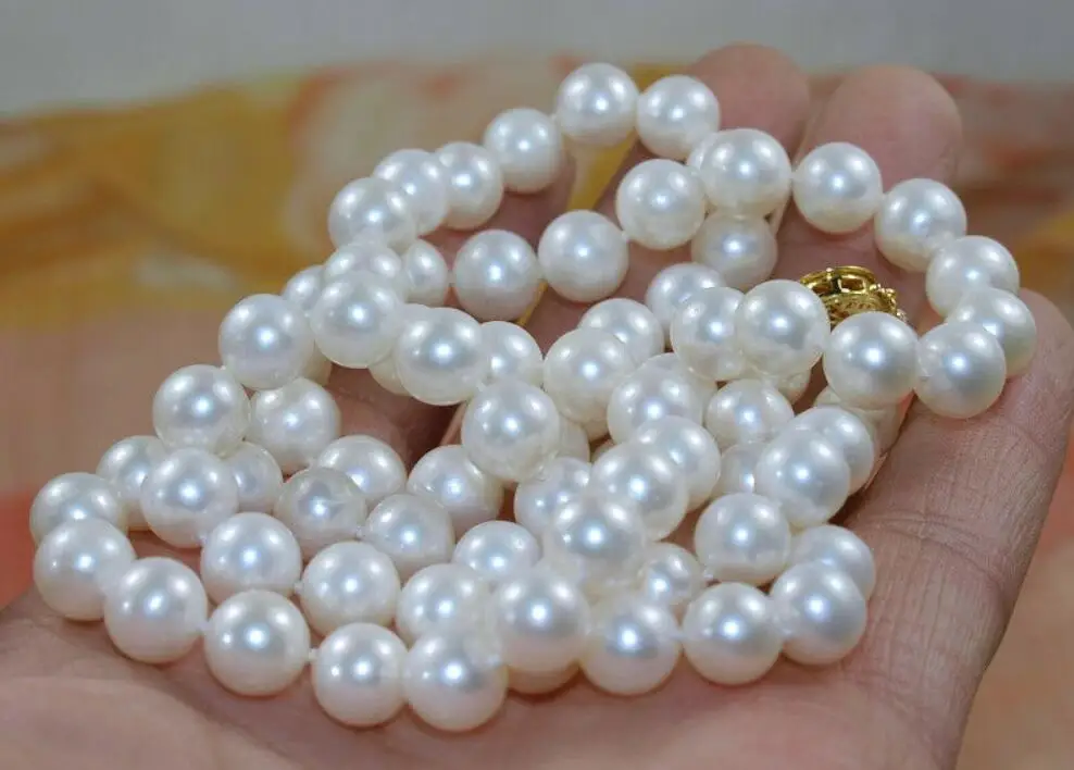 AAA 8-9mm white round Freshwater natural genuine cultured Pearl necklace 18