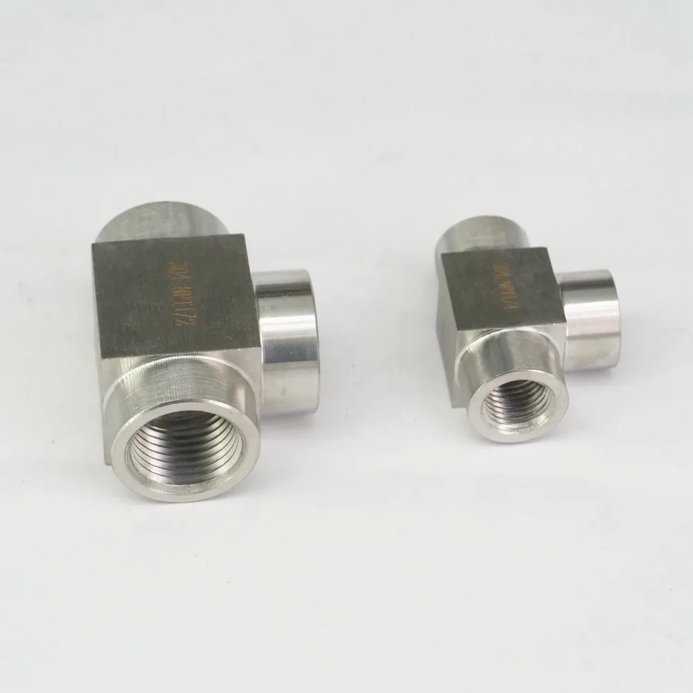 Druckbeständiges 3-Wege-T-Stück mit 4000 PSI M10 M14 M16 M18 M20 1/8"-2" BSPP NPT Gewinde aus 304 Edelstahl für Wasser, Gas und Öl – Detail 2