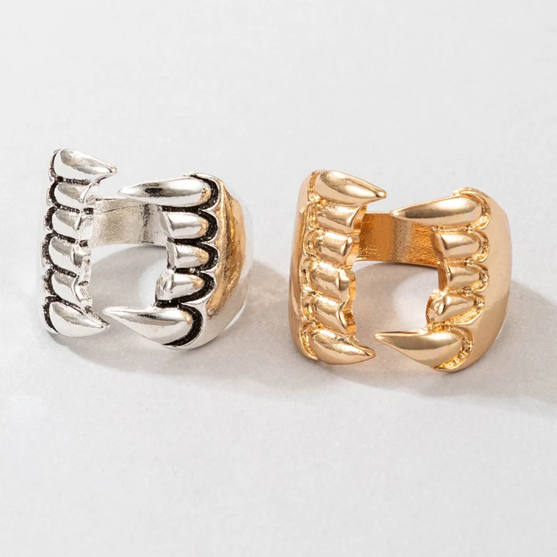 Tocona 2pcs/sets Punk Tooth Joint Ring Sets for Women Men Charms Hollow Out Geometric Alloy Metal Party Jewelry кольца 19696