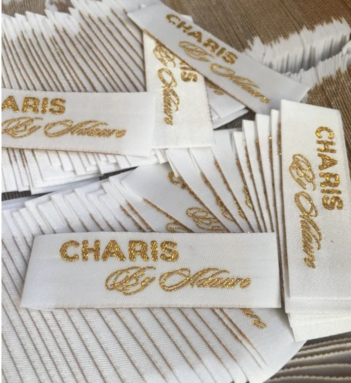 1000pcs Labels for Clothes Customized Garment Labels Woven main Sewing label Embroidered tag silver Gold Thread WSL-001