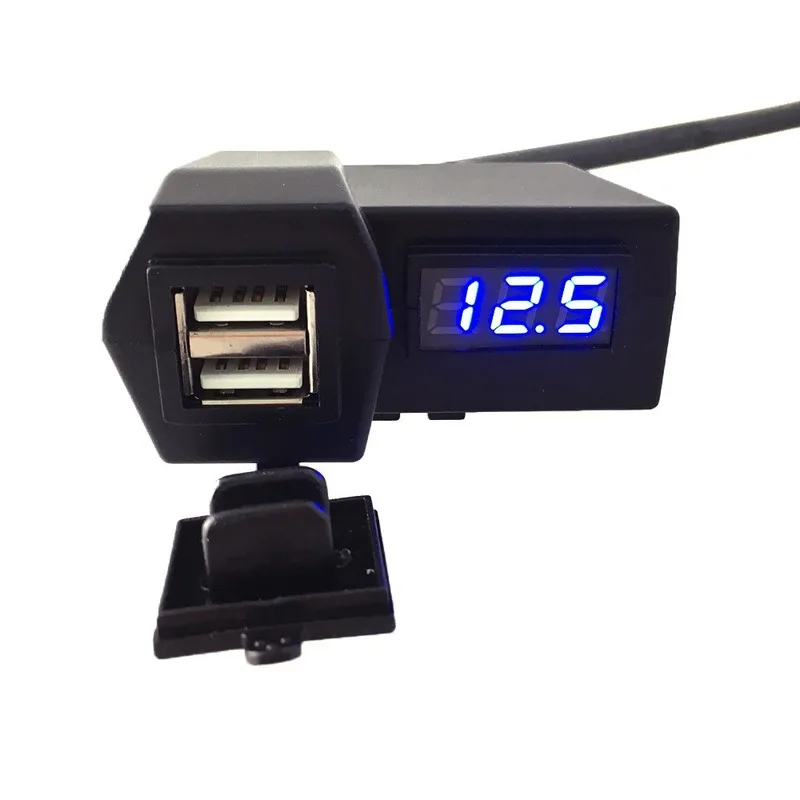 

1Pc DC12-24V Waterproof Motorcycle dual USB charger adapter 5V/3.1A and LED digital display voltmeter new usb phone chargers