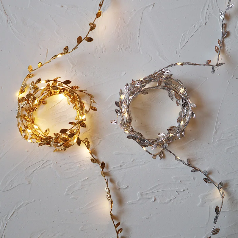 Green Leaf LED Fairy Light Garland Light String Light Living Room Decor Artifical leaves with Rope Fairy Home Lighting