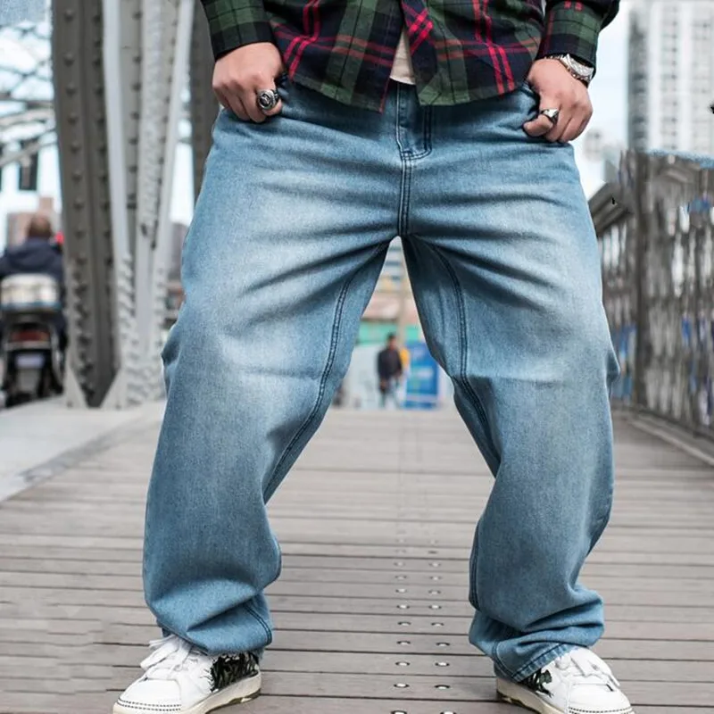 Men Loose Jeans Hip Hop Skateboard Jeans Baggy Pants Denim Pants Men Ad Rap Jean Plus Size 42 44 46 Trousers