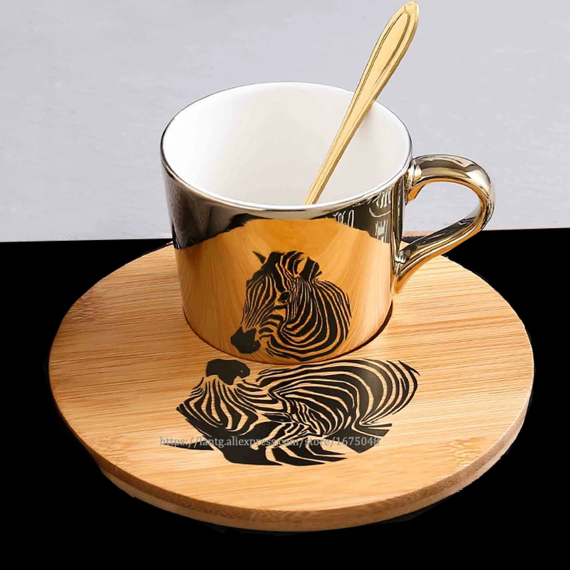 Reflection Mug Cartoon Panada anamorphic cup leopard mug The Mirror Collection ceramic coffee cups and saucers