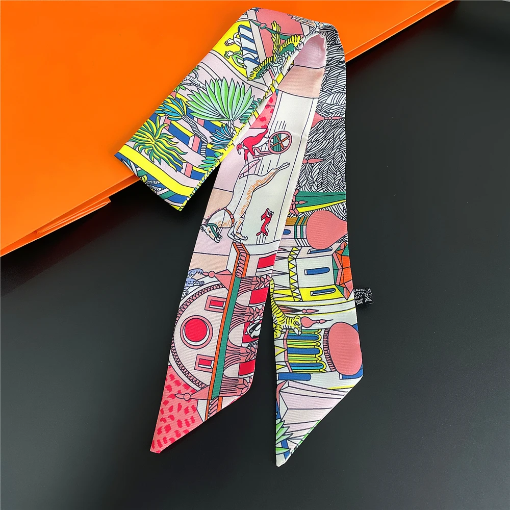 Brand Horse Scarf Women 2023 Design Summer Silk Scarf For Ladies Hair Accessories Foulard Hair & Bag Scarves Fashion Headband