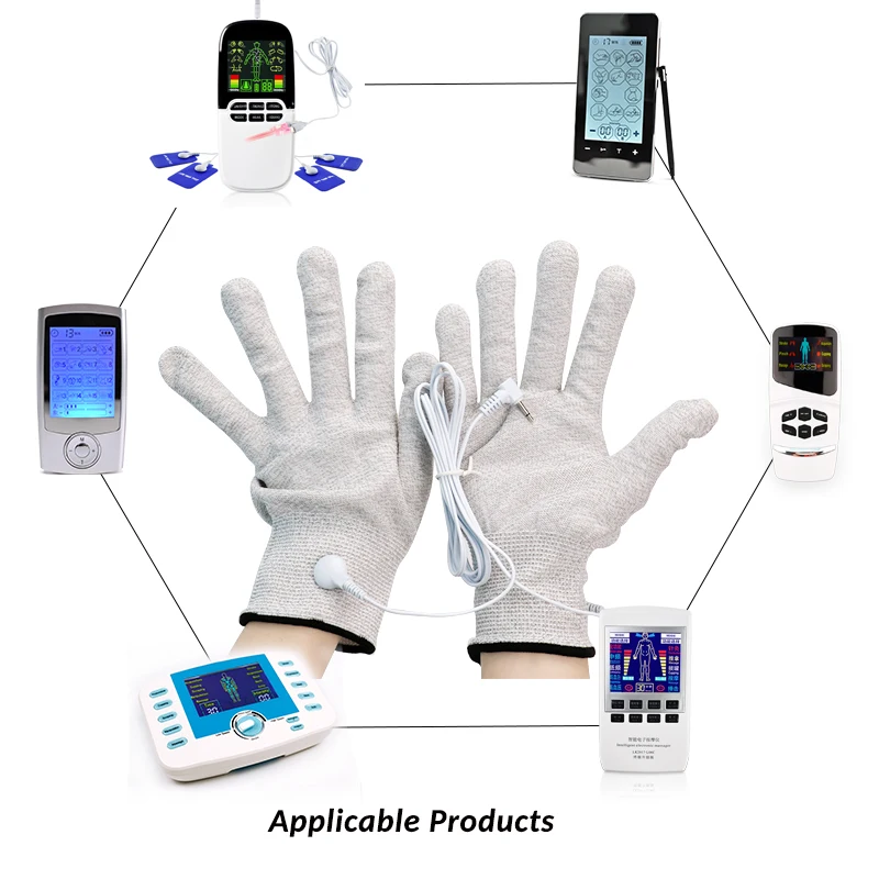 Zehner leitfähige Silber faser handschuhe Socken Arm schienen Akupunktur Körper massage Werkzeug digital ems Elektro stimulation Hand massage gerät