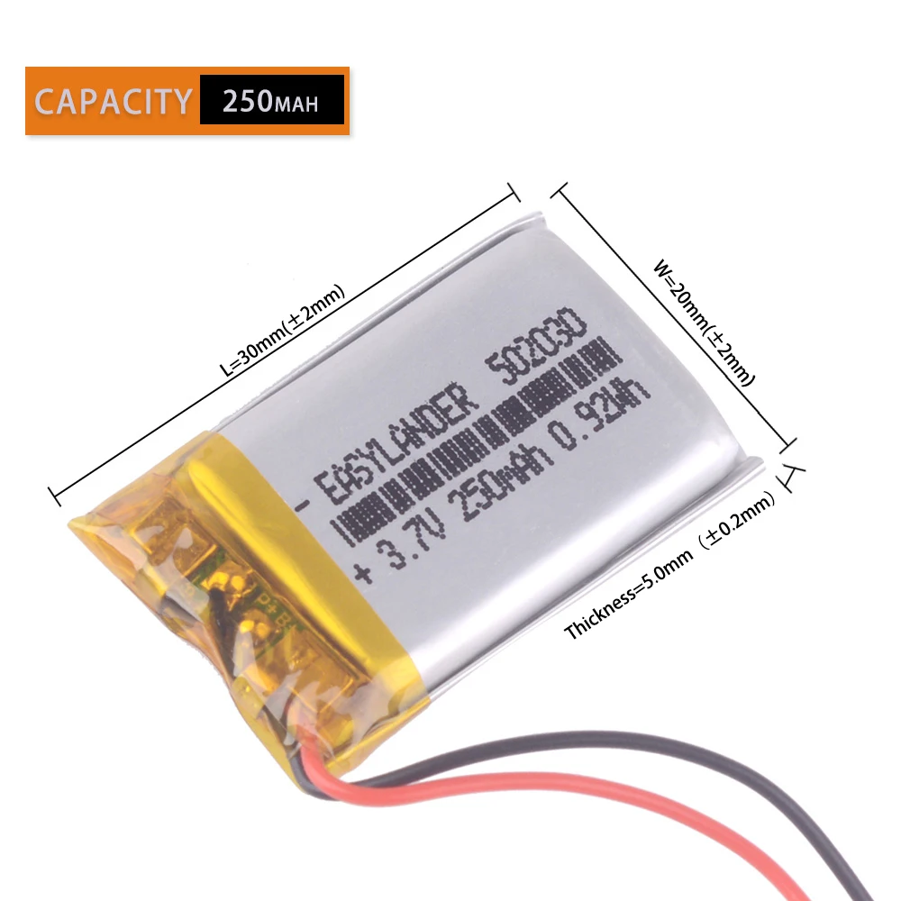 Silicone Wires 502030 3.7V 250mAh Rechargeable Lithium Li-ion Polymer Battery Lipo for wireless headset ngmini 400 recorder