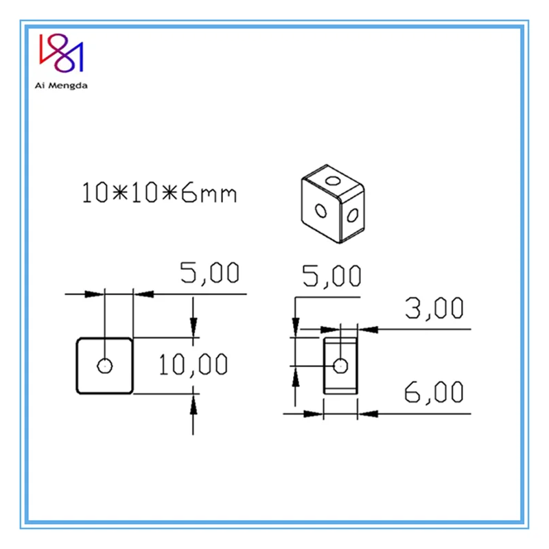 10x10x10mm oder 10x10x6mm Sechs Seitig Festen Block Platz Mutter Acryl platte Anschluss Block Chassis Zubehör Block Platte Link Block