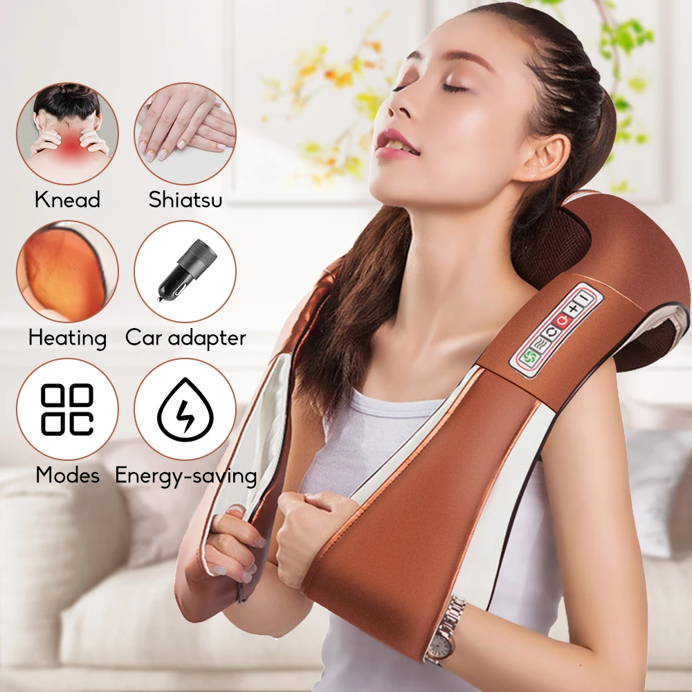 U Shape Electrical Shiatsu Body Shoulder Neck Massager Back Infrared 4D kneading Massage Car Home Best Gift HealthCare