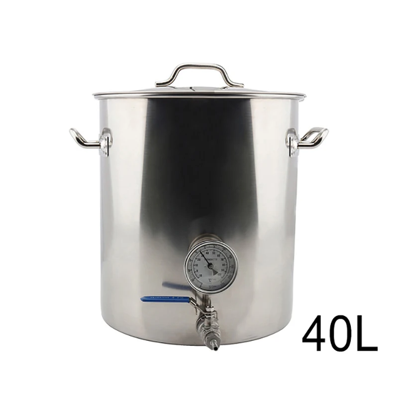 Brew Kettle for Homebrewing, 40L Stainless Steel Brew Pots & Boil Kettles with Weldless Thermometer All Grain Brew Filter Bag