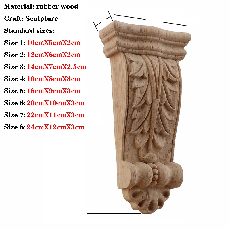 Retro Vintage Wood Carved Onlay Applique Carpenter Frame Decal Furniture Decoration Wooden Craft Decorative Gate Flower Ornament