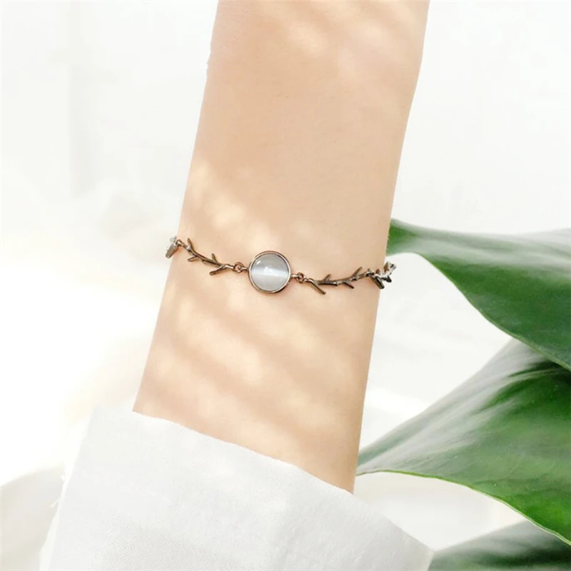 Sole Memory Black Branches Gray Crystal Art Fresh Silver Color Female Resizable Bracelets SBR260