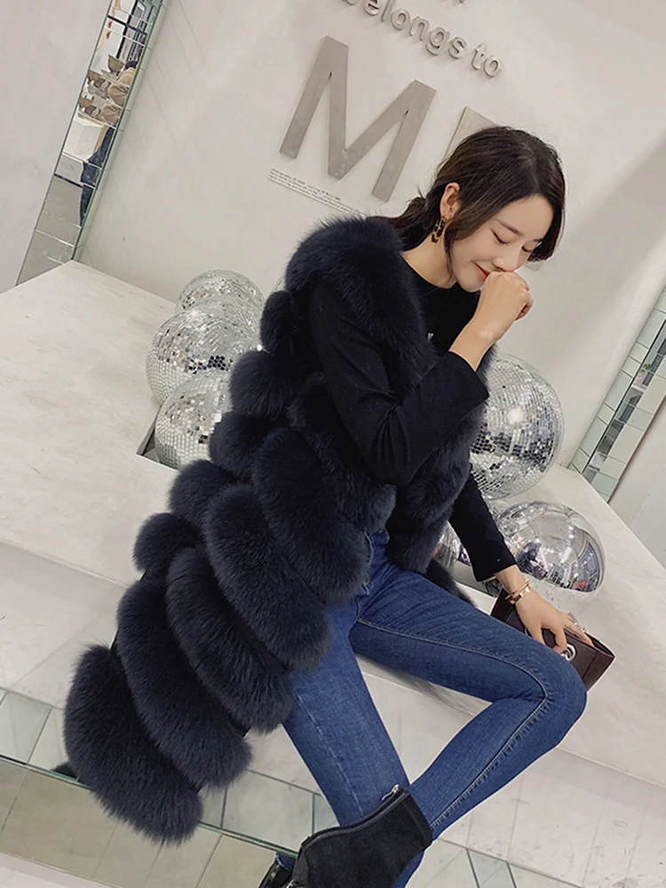 2020 New Real Natural Fur Fox Vest Ladies Winter Long Slim Slimming Fox Vest