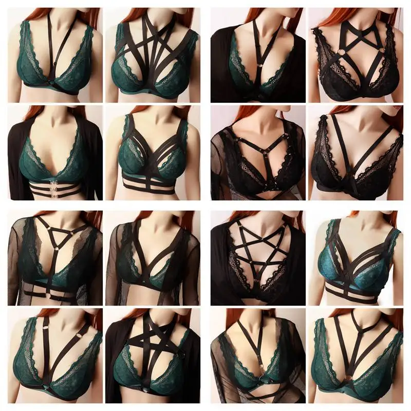 

Pentagram Harness For Women Lingerie Top Cage Hollow Out Bandage Strappy Sword Belt Punk Gothic Style Dance Clothing Accessories