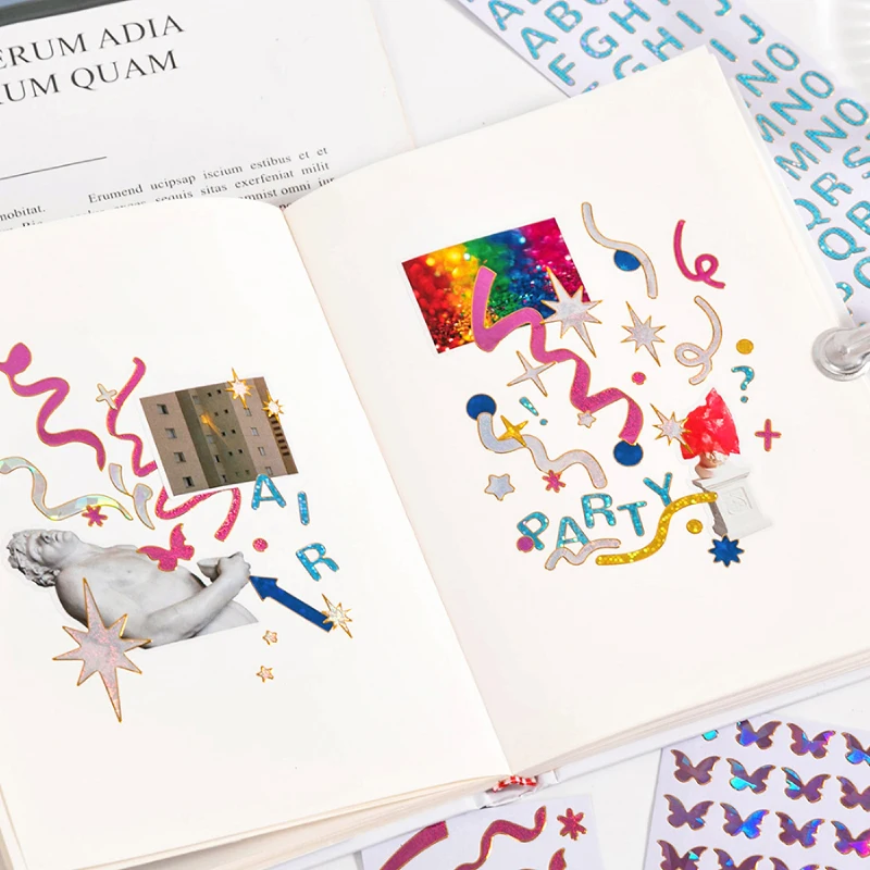 1pcs INS Colorful Laser Ribbon Stickers Masking Tape Creative Decorative Scrapbooking Sticker Label Kawaii Stationary